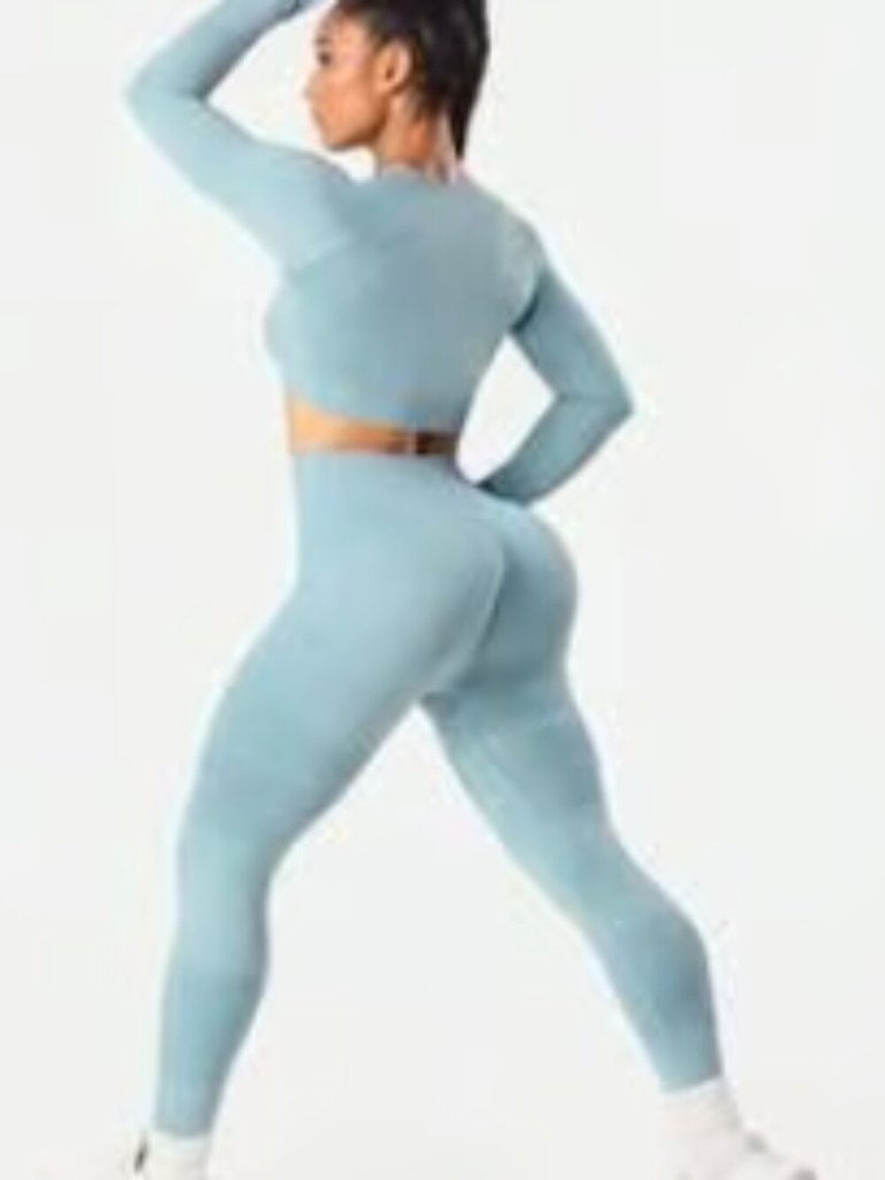 Seamless Leggings and Long Sleeve Crop Top Matching Set